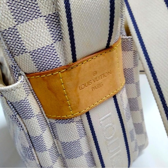 Auth Louis Vuitton LV Damier Azur Navaglio Messenger Bag Crossbody Satchel - Picture 7 of 10